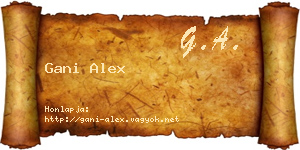 Gani Alex névjegykártya